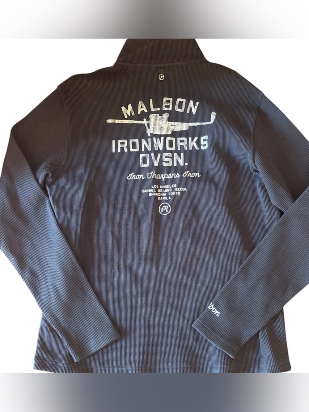 New Malbon Golf Flyer Ironworks Mid Layer Bluebery Waffle Quarter Zip Pullover L